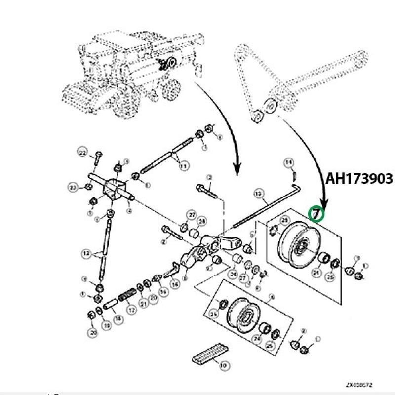 AH173903 Napinacz paska napędowego rozdrabniacza John Deere