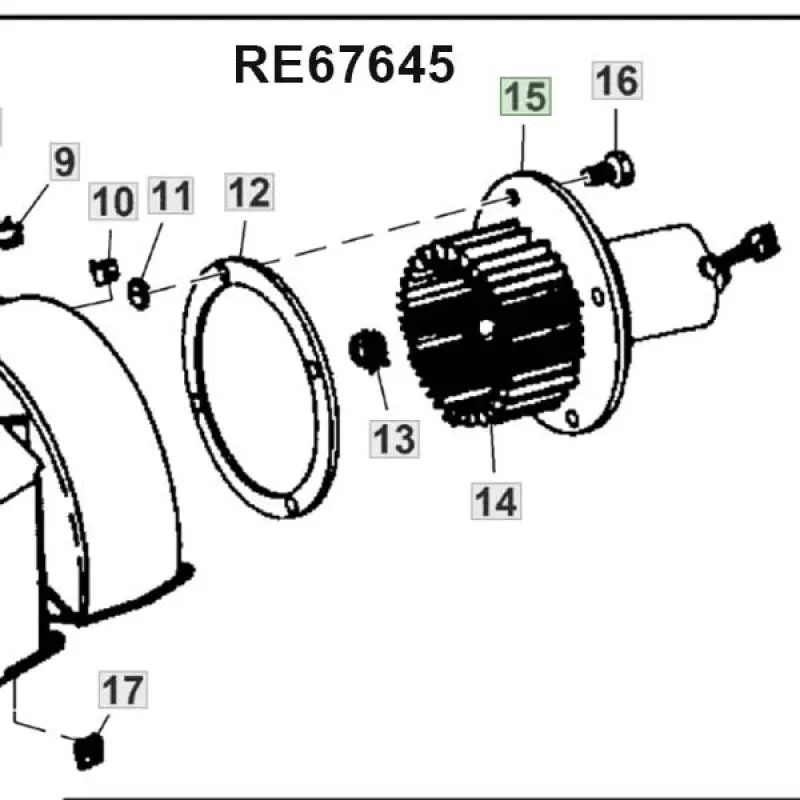 RE67645 Air Conditioning Fan Motor John Deere
