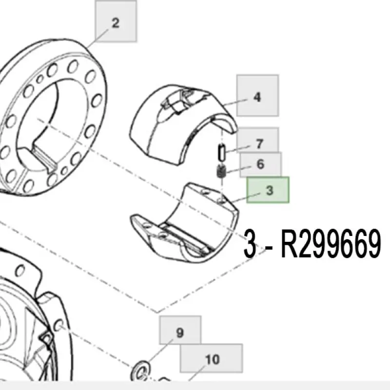 R299669 Piasty półklinowe John Deere