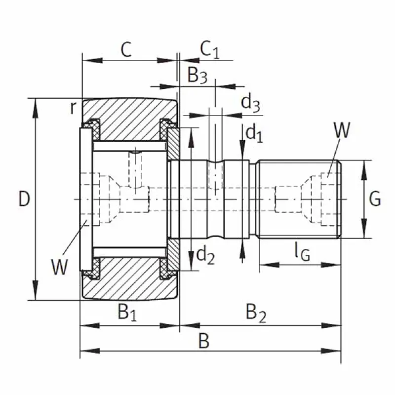 KRV 40 PP A INA Support Roller with Shaft
