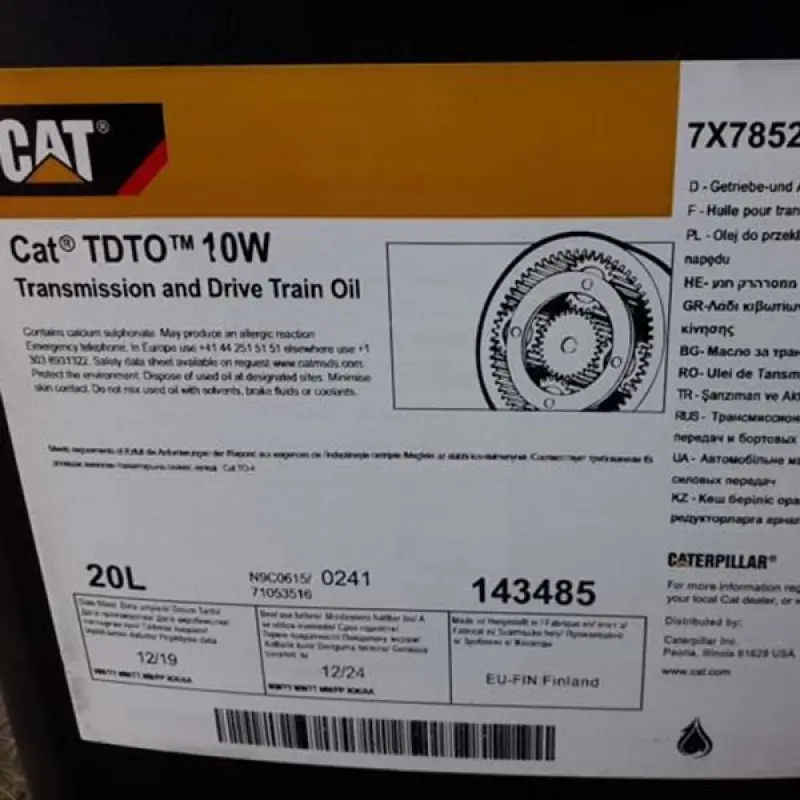 7x7852 Olej CAT TDTO 10W Skrzynia biegów i układ napędowy Oli 20 l