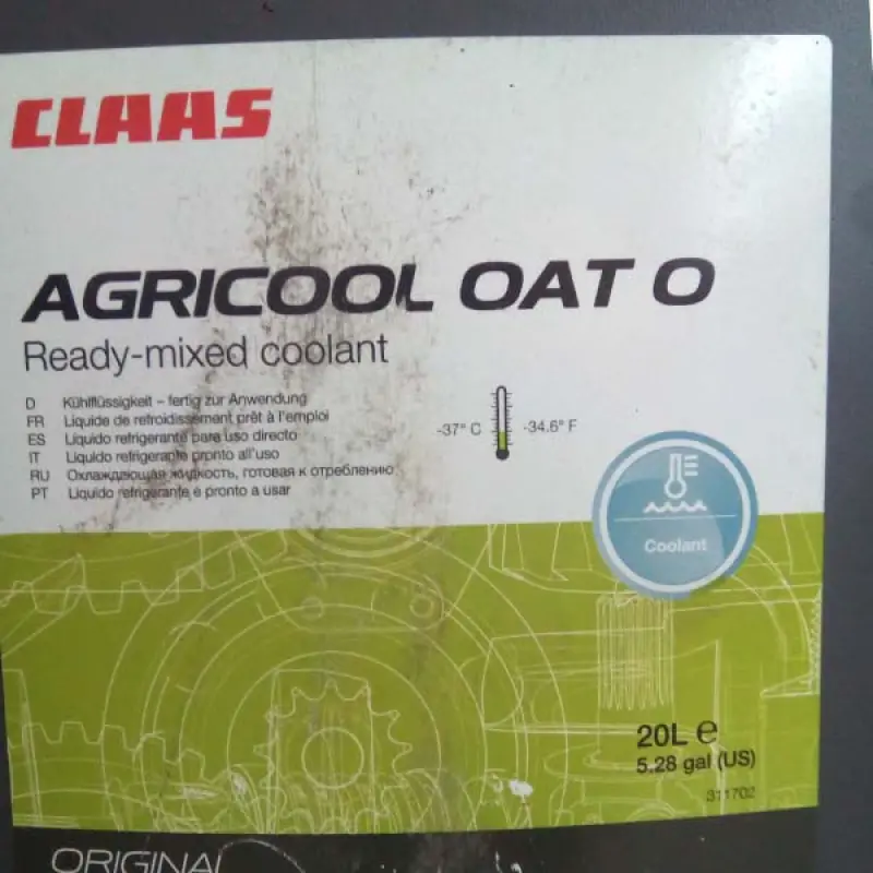 CLAAS AGRICOOL OAT O Gotowa mieszanka płynu chłodzącego (-37 C) ORIGINAL 20 litrów